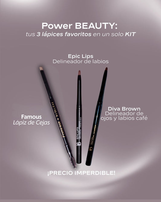POWER BEAUTY | Kit para labios, cejas y ojos