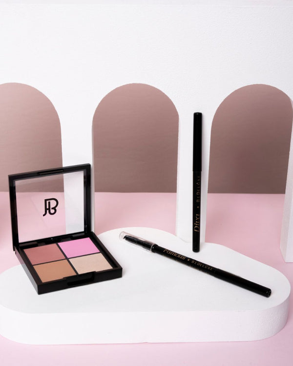 FULL FACE Kit facial Be Deluxe — paleta 4 en 1 más delineadores veganos